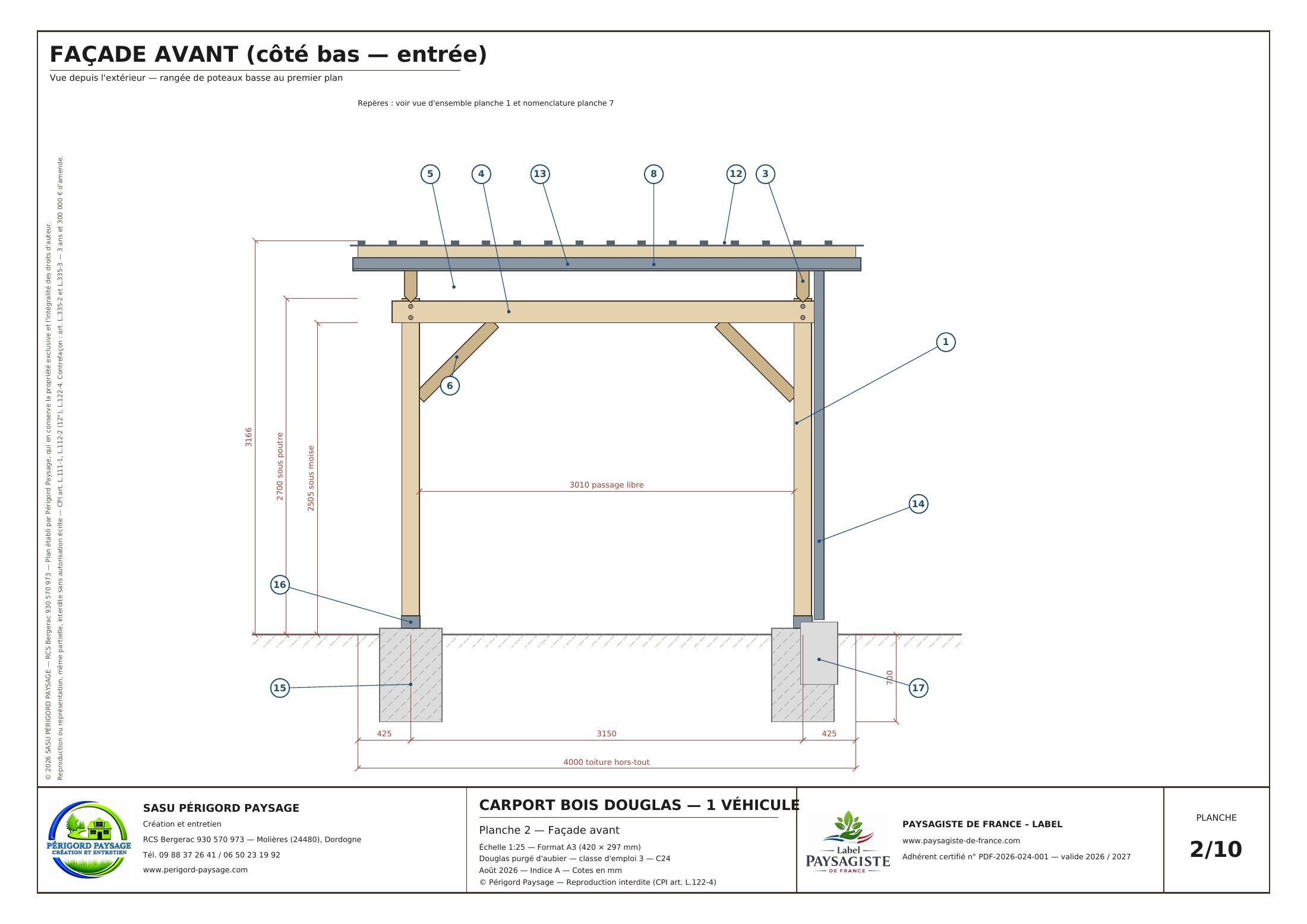 Plan original : façade avant et passages