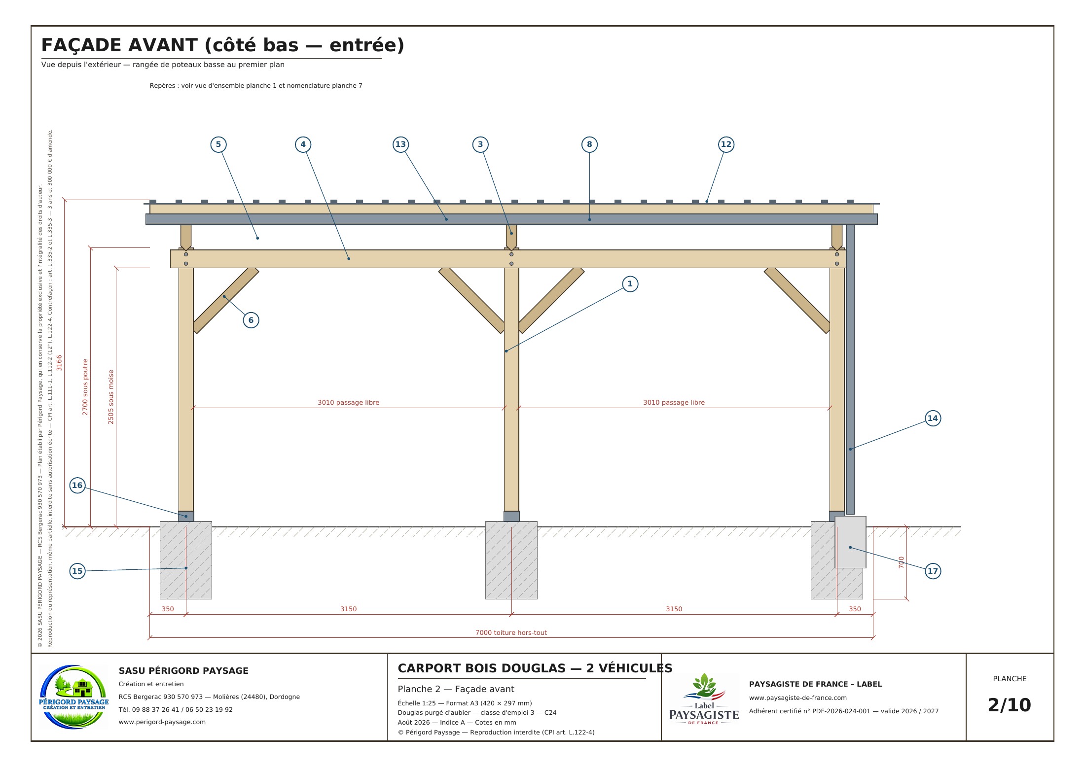 Plan original : façade avant et passages