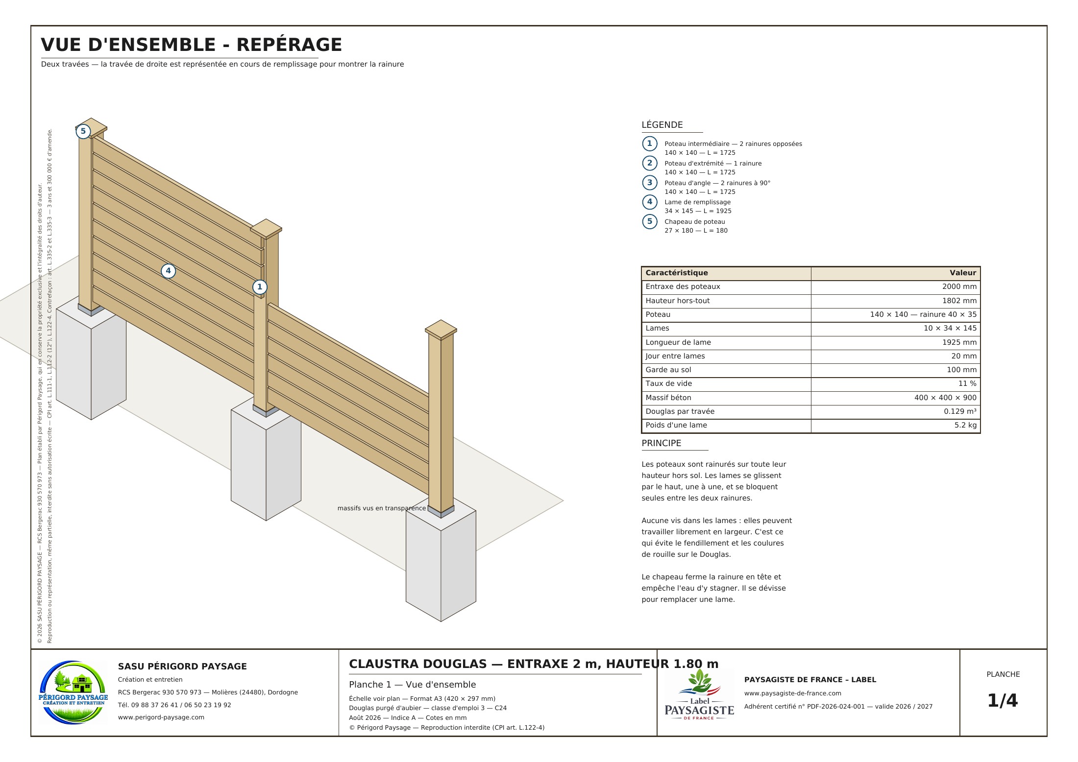 Plan original : vue d’ensemble axonométrique et repérage des pièces